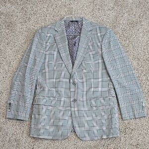 Like NEW Allen Edmonds sz 42 Reg Gray/Purple Plaid Men's Blazer